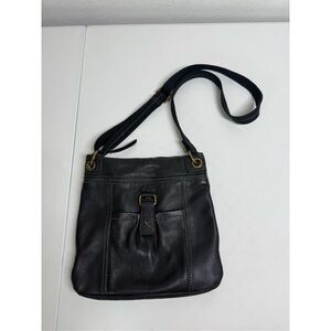 The Sac Kendra Pebbled Black Leather Crossbody Bag Adjustable Strap